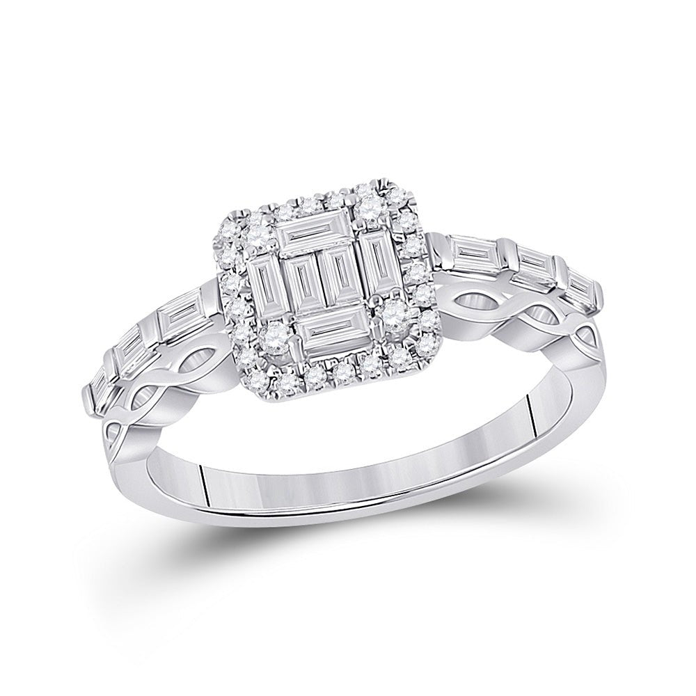 Wedding Collection | 14kt White Gold Baguette Diamond Square Bridal Wedding Engagement Ring 5/8 Cttw | Splendid Jewellery GND