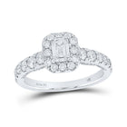 Enchanting 14kt White Gold Emerald Diamond Halo Bridal Wedding Engagement Ring - 1-1/2 Cttw - Top View