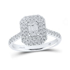 Radiant Elegance: 14kt White Gold Emerald Diamond Halo Bridal Wedding Engagement Ring 1 Cttw - Top View