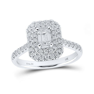 Wedding Collection | 14kt White Gold Emerald Diamond Halo Bridal Wedding Engagement Ring 1 Cttw | Splendid Jewellery GND