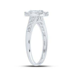 Wedding Collection | 14kt White Gold Emerald Diamond Halo Bridal Wedding Engagement Ring 3/4 Cttw | Splendid Jewellery GND