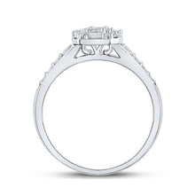 Load image into Gallery viewer, Emerald Brilliance: 14kt White Gold Diamond Halo Bridal Wedding Ring - Second Side View
