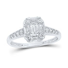 Emerald Brilliance: 14kt White Gold Diamond Halo Bridal Wedding Ring - Top View