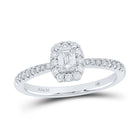 Emerald Brilliance: 14kt White Gold Diamond Halo Wedding Ring - Top View