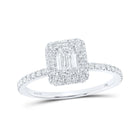 Emerald Brilliance: 14kt White Gold Diamond Halo Bridal Wedding Engagement Ring - Top View