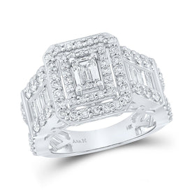 Radiant Love 14kt White Gold Emerald Diamond Solitaire Bridal Wedding Engagement Ring 2-5/8 Cttw - Top View