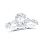 Enchanting Elegance: 14kt White Gold Emerald Diamond Solitaire Bridal Wedding Engagement Ring - Top View