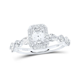 Enchanting Elegance: 14kt White Gold Emerald Diamond Solitaire Bridal Wedding Engagement Ring - Top View