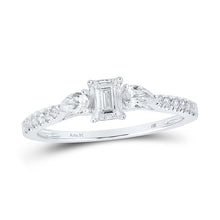 Load image into Gallery viewer, 14kt White Gold Emerald Diamond Solitaire Bridal Wedding Engagement Ring 5/8 Cttw - Top View