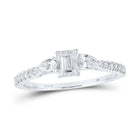 14kt White Gold Emerald Diamond Solitaire Bridal Wedding Engagement Ring 5/8 Cttw - Top View