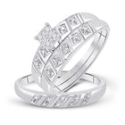 Eternal Love 14kt White Gold His Hers Round Diamond Cluster Matching Wedding Set - Top View