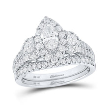 Load image into Gallery viewer, Dazzling Elegance: 14kt White Gold Marquise Diamond Bridal Wedding Ring Band Set - Top View