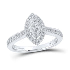 14kt White Gold Marquise Diamond Halo Bridal Wedding Engagement Ring - Eternal Love Sparkle - Top View