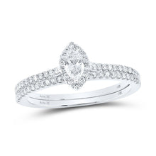 Load image into Gallery viewer, Enchanting Marquise Diamond Halo Wedding Ring Set - Top View