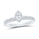 Enchanting Marquise Diamond Halo Wedding Ring Set - Top View