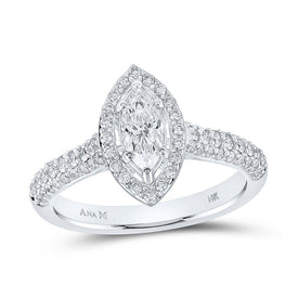 14kt White Gold Marquise Diamond Splendor Bridal Ring - Top View