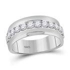 Eternal Brilliance 14kt White Gold Mens Round Diamond Wedding Band Ring - 1 Cttw - Top View