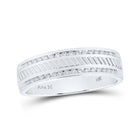 Elegant 14kt White Gold Men's Diamond Wedding Band - Sparkling Love Ring - Top View