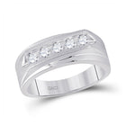Eternal Love 14kt White Gold Mens Round Diamond 5-stone Wedding Ring - Top View