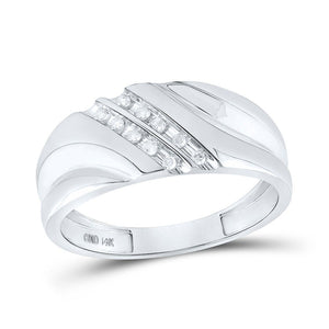 Wedding Collection | 14kt White Gold Mens Round Diamond Wedding Band Ring 1/8 Cttw | Splendid Jewellery GND