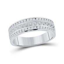 Load image into Gallery viewer, Luxurious 14kt White Gold Diamond Braided Men&#39;s Wedding Band - 1/2 Cttw - Top View