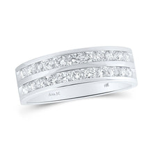 Load image into Gallery viewer, Eternal Brilliance: 14kt White Gold Men&#39;s Double Row Diamond Wedding Band Ring - Top View