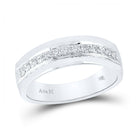 Sophistication in White Gold: Mens Diamond Wedding Band Ring - Top View