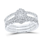 Eternal Love 14kt White Gold Oval Diamond Bridal Wedding Ring Set - Top View