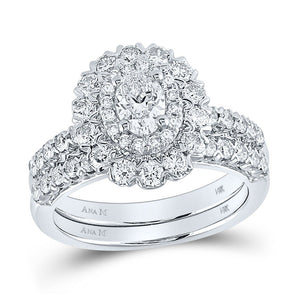Wedding Collection | 14kt White Gold Oval Diamond Bridal Wedding Ring Band Set 1-5/8 Cttw | Splendid Jewellery GND