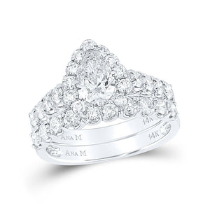 Wedding Collection | 14kt White Gold Oval Diamond Bridal Wedding Ring Band Set 2 Cttw | Splendid Jewellery GND
