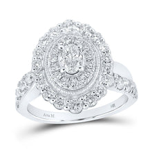 Load image into Gallery viewer, Enchanting Elegance: 14kt White Gold Oval Diamond Halo Bridal Wedding Engagement Ring 1-1/2 Cttw - Top View