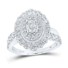 Enchanting Elegance: 14kt White Gold Oval Diamond Halo Bridal Wedding Engagement Ring 1-1/2 Cttw - Top View