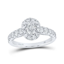 Load image into Gallery viewer, Radiant Splendor: 14kt White Gold Oval Diamond Halo Bridal Wedding Engagement Ring - Top View
