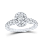Radiant Splendor: 14kt White Gold Oval Diamond Halo Bridal Wedding Engagement Ring - Top View