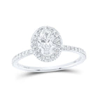 Radiant Elegance: 14kt White Gold Oval Diamond Halo Bridal Wedding Engagement Ring - Top View