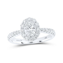 Load image into Gallery viewer, 14kt White Gold Oval Diamond Halo Bridal Wedding Engagement Ring - Radiant Elegance - Top View