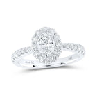14kt White Gold Oval Diamond Halo Bridal Wedding Engagement Ring - Radiant Elegance - Top View
