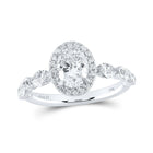 Enchanting Elegance: 14kt White Gold Oval Diamond Halo Bridal Wedding Engagement Ring 1-7/8 Cttw - Top View