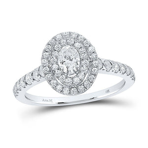 Wedding Collection | 14kt White Gold Oval Diamond Halo Bridal Wedding Engagement Ring 1 Cttw | Splendid Jewellery GND