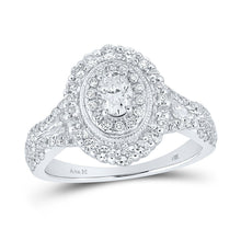 Load image into Gallery viewer, Radiant Elegance: 14kt White Gold Oval Diamond Halo Bridal Wedding Engagement Ring 1 Cttw - Top View