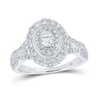 Radiant Elegance: 14kt White Gold Oval Diamond Halo Bridal Wedding Engagement Ring 1 Cttw - Top View