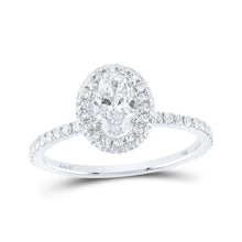 Load image into Gallery viewer, Radiant Love: 14kt White Gold Oval Diamond Halo Bridal Wedding Engagement Ring 1 Cttw - Top View