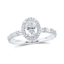Load image into Gallery viewer, Opulent Brilliance: 14kt White Gold Oval Diamond Halo Bridal Wedding Engagement Ring 2 Cttw - Top View