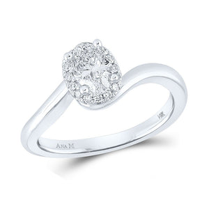 Wedding Collection | 14kt White Gold Oval Diamond Halo Bridal Wedding Engagement Ring 3/4 Cttw | Splendid Jewellery GND