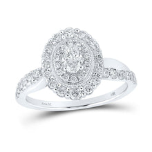 Load image into Gallery viewer, 14kt White Gold Oval Diamond Halo Bridal Wedding Engagement Ring - Timeless Splendor - Top View