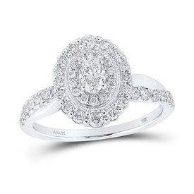 14kt White Gold Oval Diamond Halo Bridal Wedding Engagement Ring - Timeless Splendor - Top View