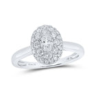 Eternal Love 14kt White Gold Oval Diamond Halo Bridal Wedding Engagement Ring - Top View