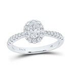 Eternal Radiance 14kt White Gold Oval Diamond Halo Bridal Wedding Engagement Ring - Top View