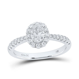 Eternal Radiance 14kt White Gold Oval Diamond Halo Bridal Wedding Engagement Ring - Top View