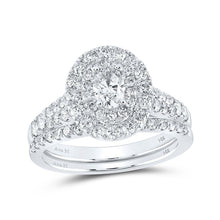 Load image into Gallery viewer, Eternal Love 14kt White Gold Oval Diamond Halo Bridal Wedding Ring Band Set - Top View